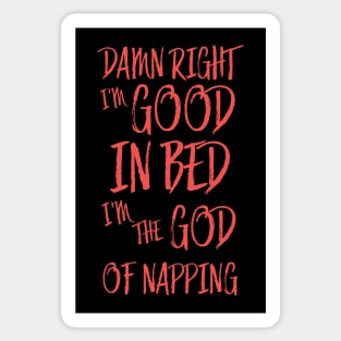 I am good in bed - red black version Sticker